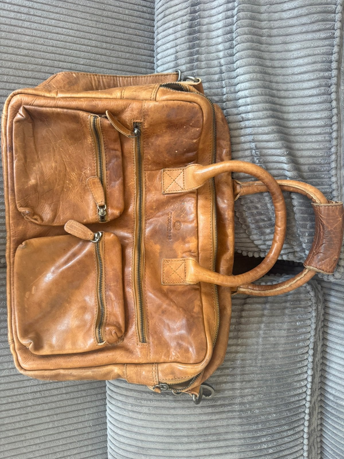 Leren tas cowboy bag, Computers en Software, Laptoptassen, Ophalen, Gebruikt, Bruin, 15 inch