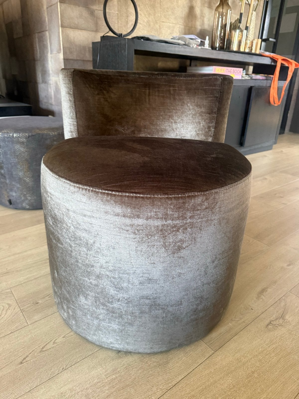 Luxe fauteuil bruin/taupe - Nieuwstaat, Ophalen, Zo goed als nieuw, Stof