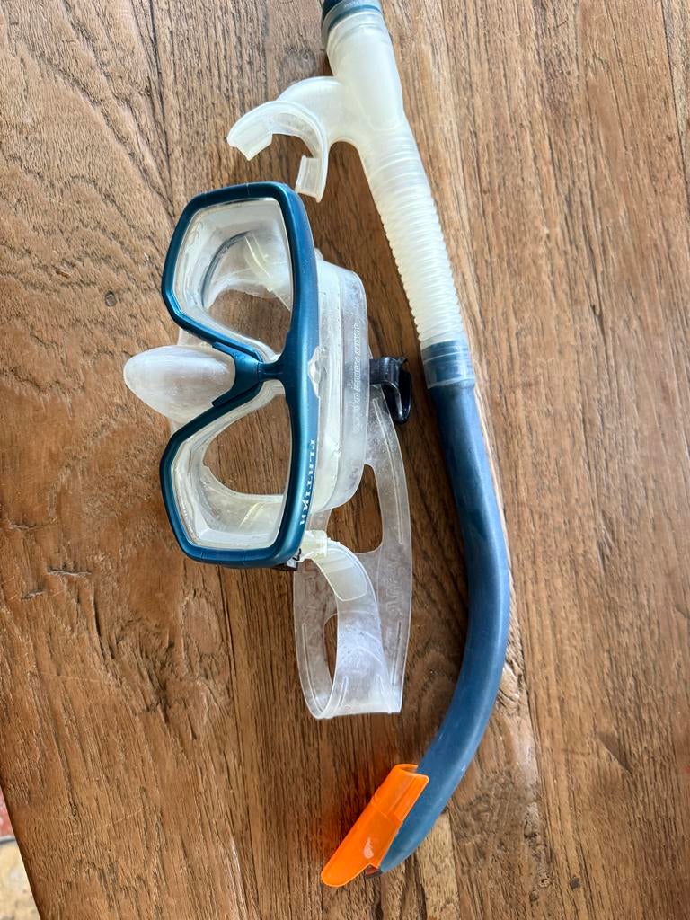 Duikbril en snorkel set met glazen op sterkte -6, Ophalen of Verzenden, Gebruikt, Duikbril of Snorkel