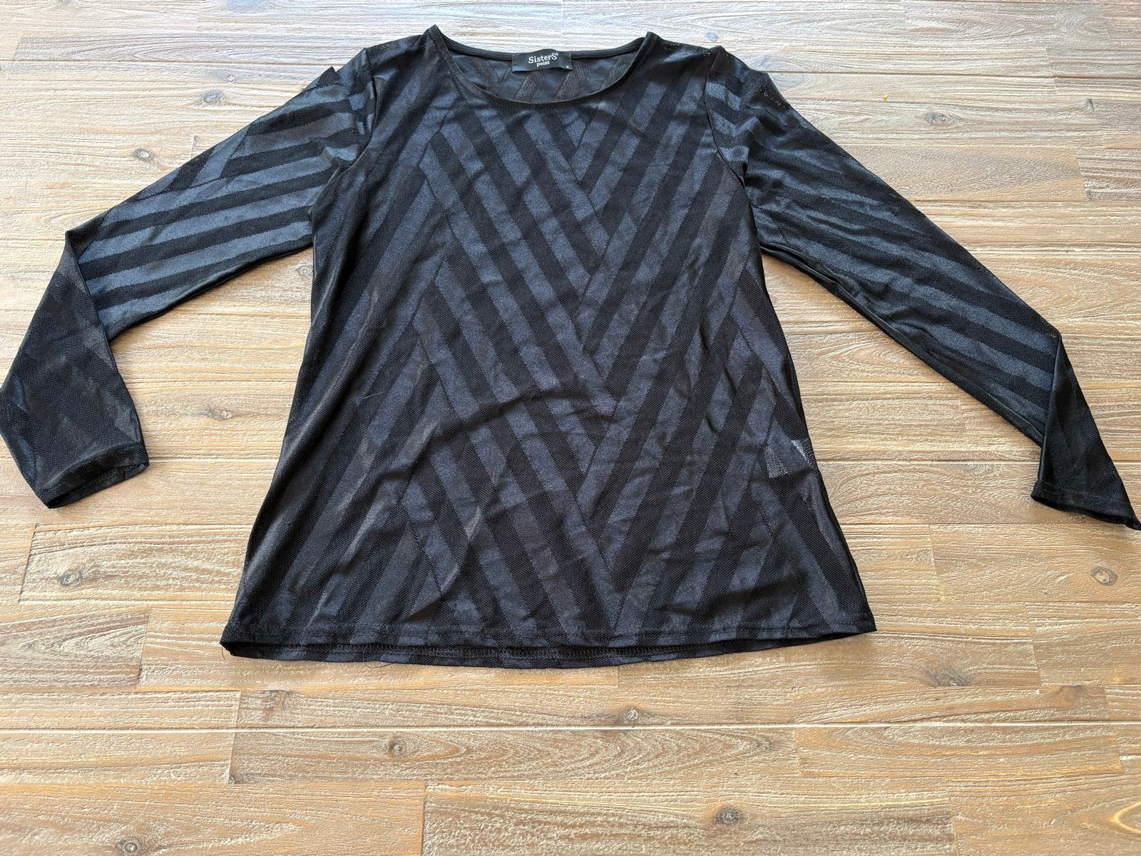 Sisters Point Zwart Shirt Lange Mouwen Maat M Licht Doors, Maat 38/40 (M), Zwart, Ophalen of Verzenden, Zo goed als nieuw