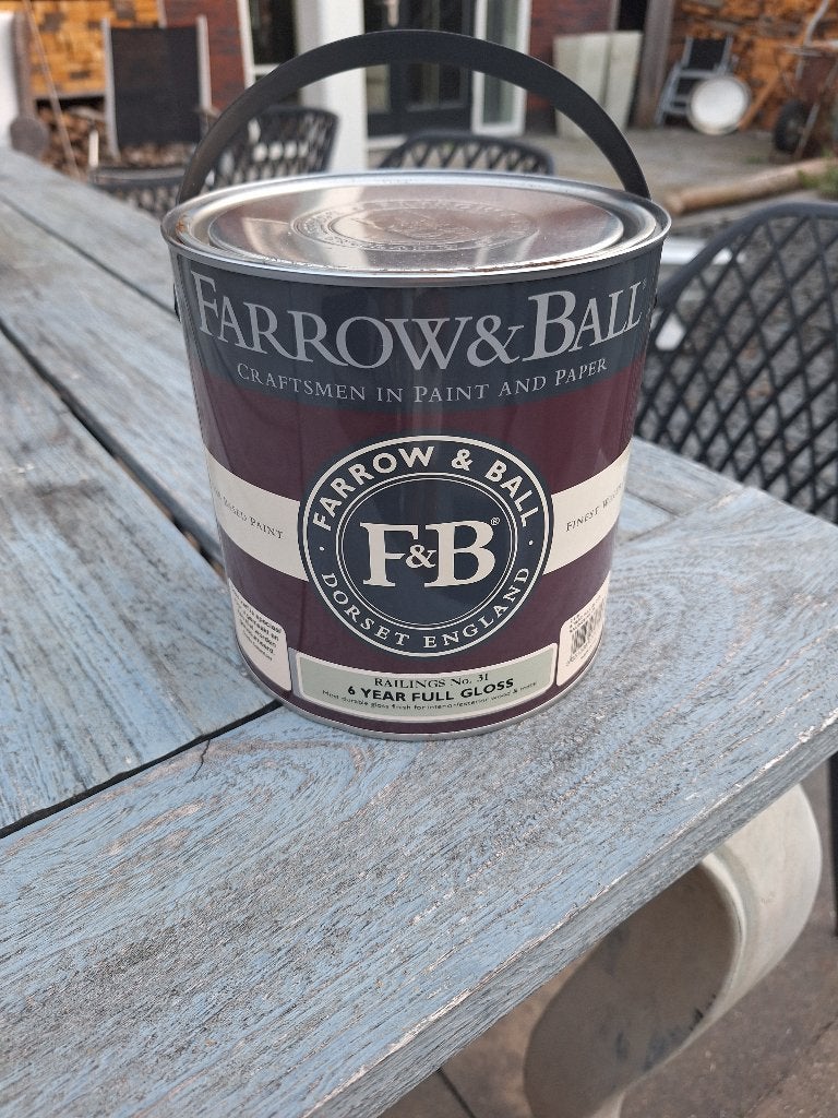 Farrow&Ball 2.5 liter verf Railings, Ophalen, Nieuw, Verf, Grijs