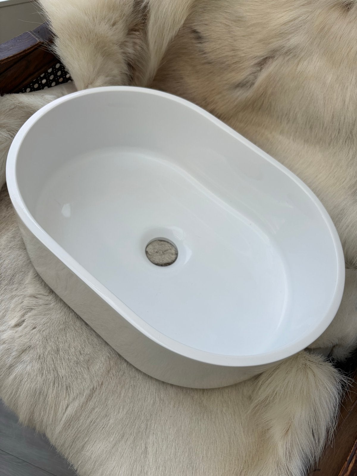 Ovale witte waskom - nieuw!, Ophalen, Nieuw, Wastafel