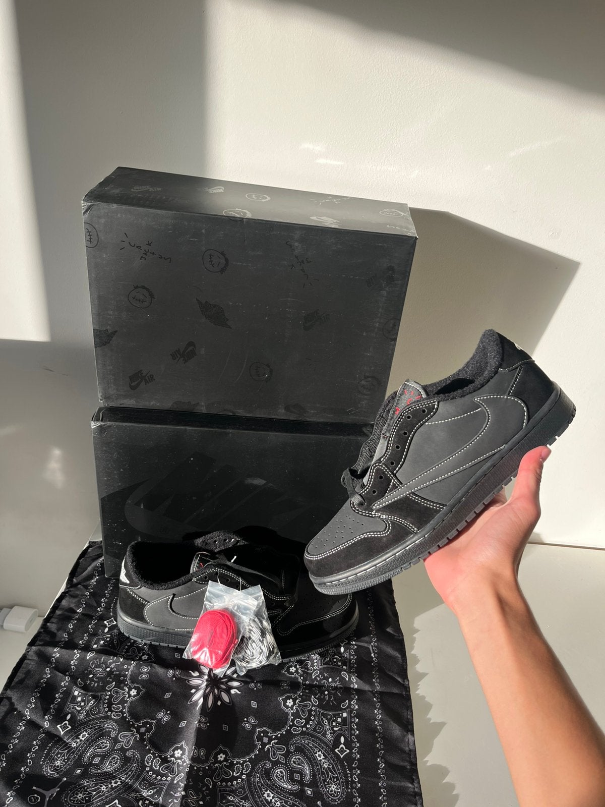 Nike Air Jordan 1 Low travis scott black phantom, Ophalen of Verzenden, Zo goed als nieuw, Zwart