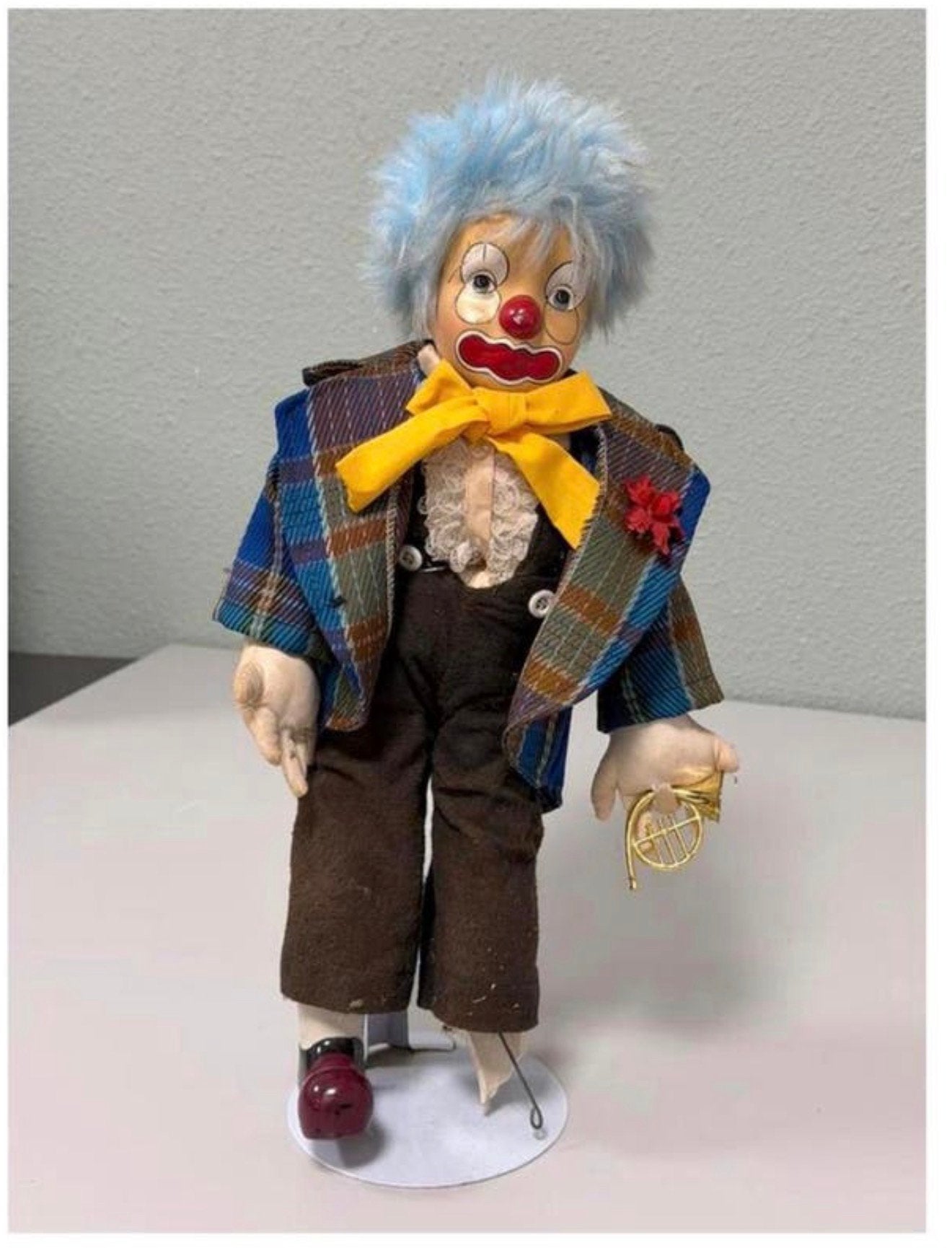 Vintage Porseleinen clown pop Clownspop 45 cm Met Standaard, Gebruikt, Ophalen of Verzenden, H, H