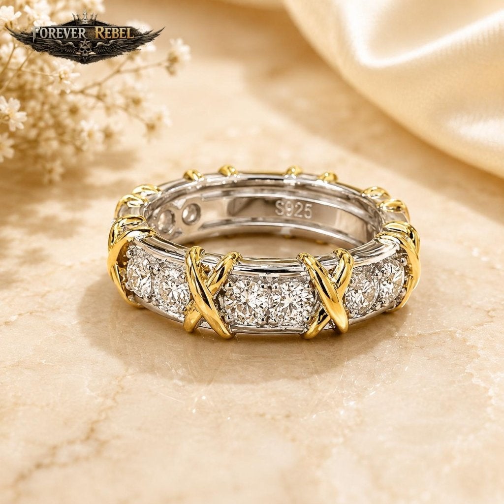 Liora Gold Kiss Moissanite Trouwringen Zilver Diverse Maten, Foreverrebelmail@pm.me, Verzenden, 17 tot 18, Dame of Heer