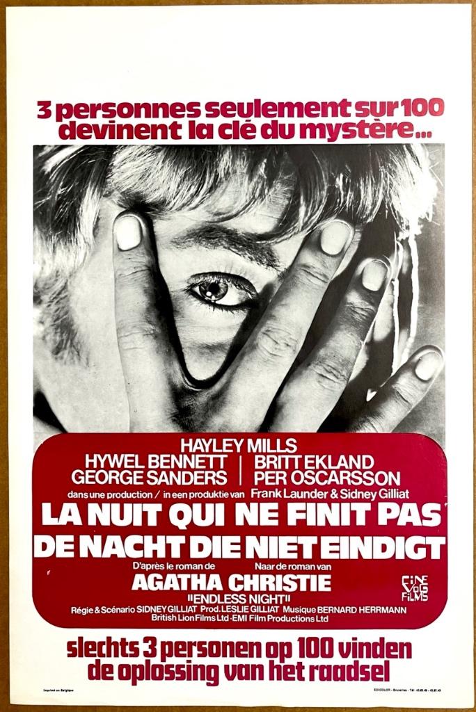 Endless Night (1972) Agatha Christie - Originele filmposter, Verzamelen, Rechthoekig Staand, Verzenden, Zo goed als nieuw, A1 t/m A3