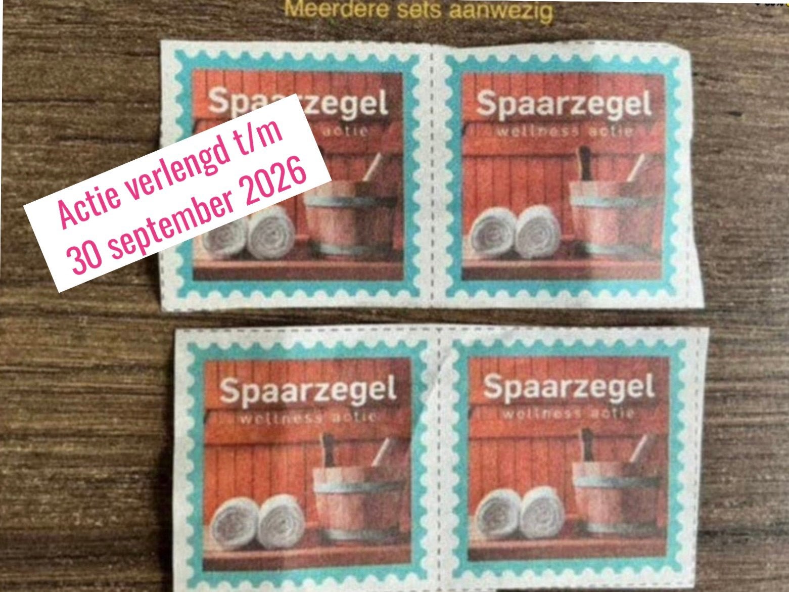 4 st. Dagje Wellness - saunazegels = € 1,00 - ACTIE VERLENGD, Ophalen of Verzenden, Zegels, Bonnen of Punten