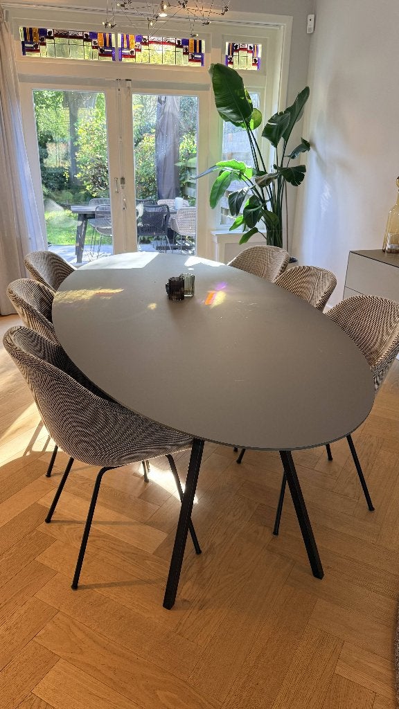 Studio Henk Slim Co eettafel 260x120cm grijsgroen Fenix zgan, Huis en Inrichting, Eikenhout, 200 cm of meer, Ophalen of Verzenden