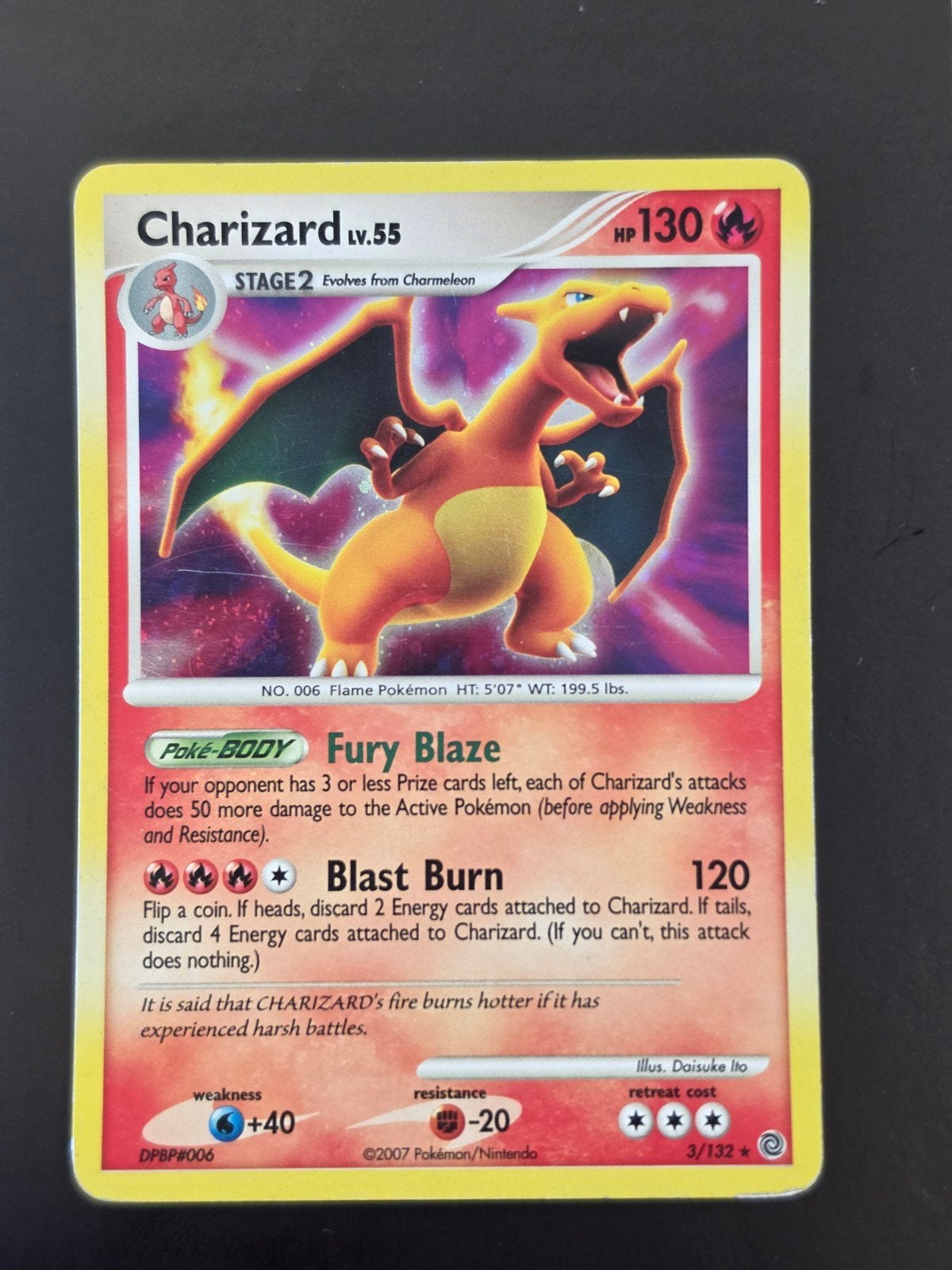 Charizard lv.55 - 3/132 - Secret Wonders, Ophalen of Verzenden, Gebruikt, Losse kaart, Foil