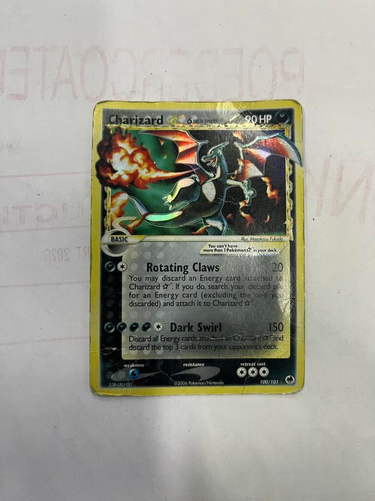 Charizard Gold Star δ Delta Species DF 100 Pokémon Kaart, Ophalen of Verzenden, Gebruikt, Losse kaart