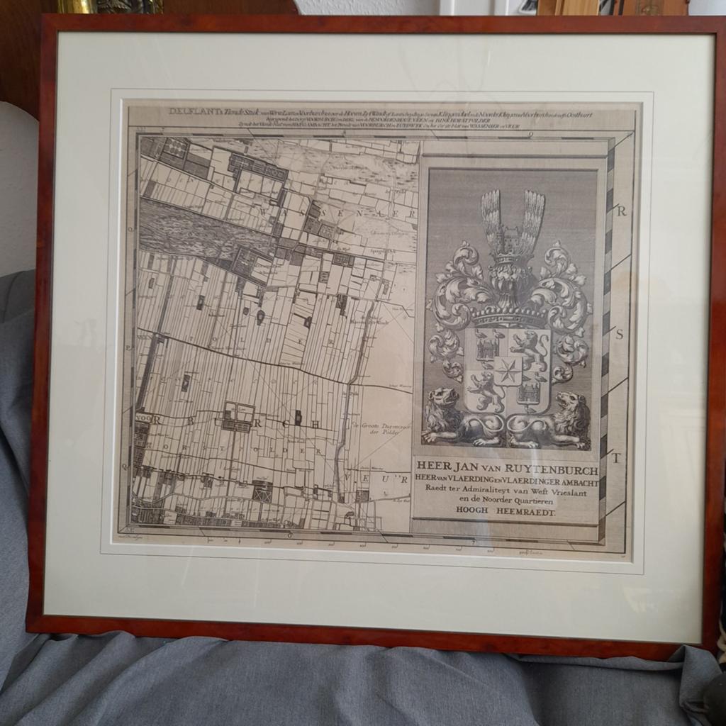 Ingelijste kaart Delfland Cruquius, Ophalen, Cruquius, 1800 tot 2000, Nederland
