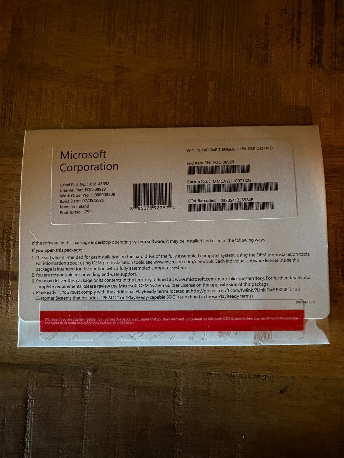 Microsoft Windows 10 Pro 64-bit OEM DVD – Nieuw / ongeopend, Computers en Software, Ophalen of Verzenden, Nieuw, Windows