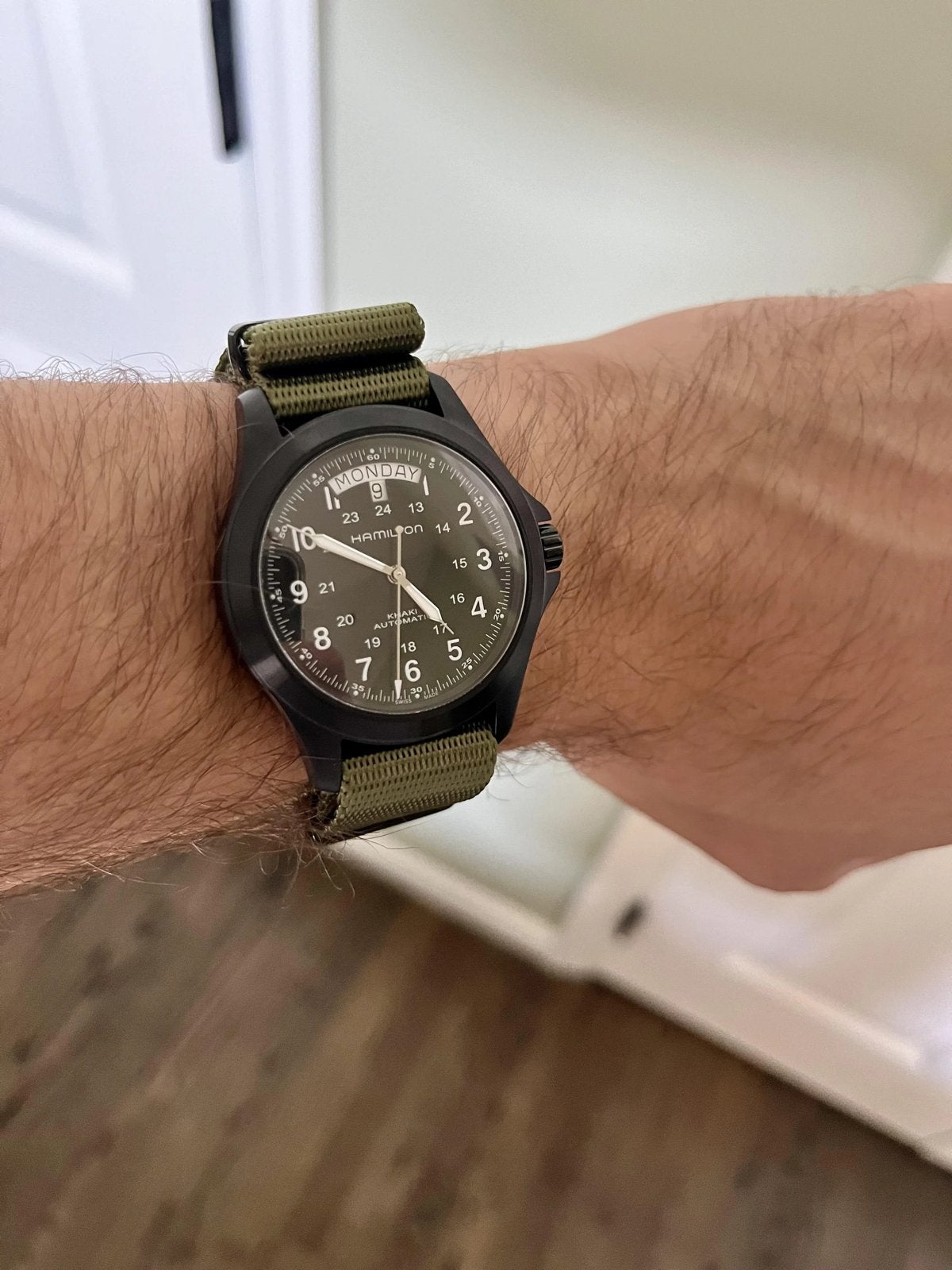 Hamilton Khaki Field King Black PVD, Overige merken, Overige materialen, Leer, Polshorloge