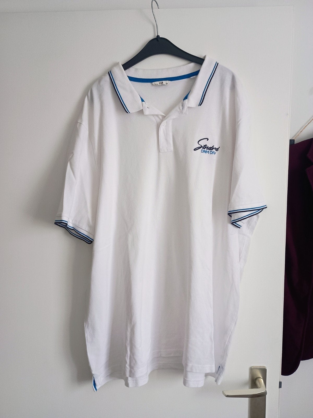 C&A XXL Polo Shirt Wit met Blauwe Details, Kleding | Heren, T-shirts, Wit, Overige maten, Zo goed als nieuw, C&A