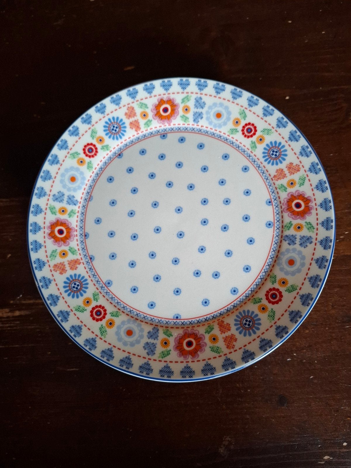 Yvonne Jaspers 6 kakelbont borden 18 cm, Ophalen, Porselein, Overige stijlen, Bord(en)