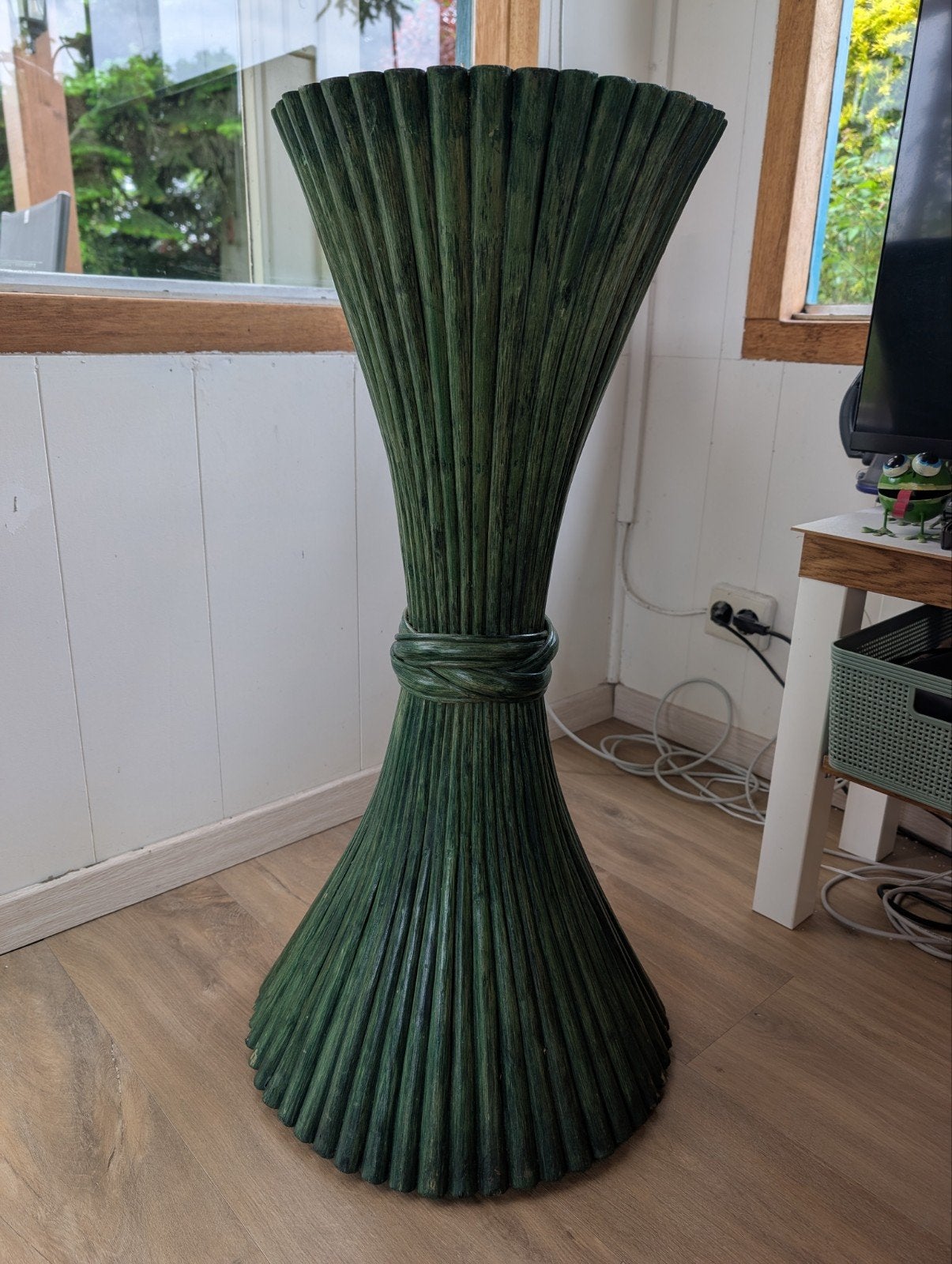 Rotan Bamboe Diabolo zuil/tafeltje Mcguire, Ophalen, Minder dan 55 cm, Boho, Rond