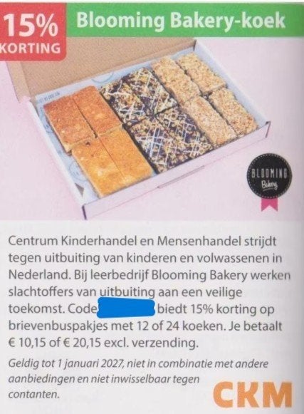 Blooming Bakery-koek 15% kortingslink/code, Tickets en Kaartjes, Eén persoon, Kortingsbon, Warenhuis- of Winkelbon