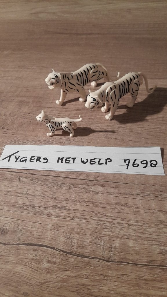 Playmobil Witte Tijgers met Welp - Set 7698, Wild life, Complete set, Ophalen of Verzenden, Zo goed als nieuw