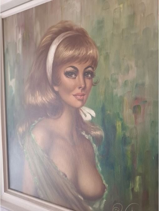 vintage naakt schilderij canvas 60er jaren Franke, Verzamelen, Ophalen, Huis en Inrichting
