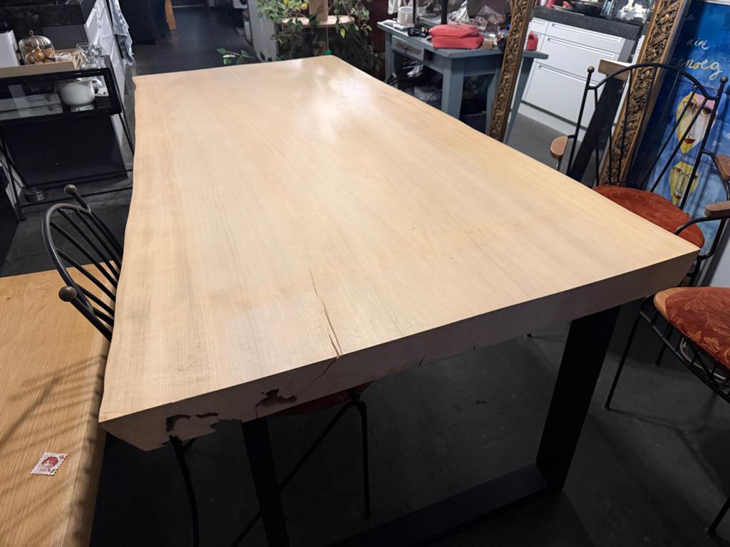 Industriële Boomstam Eettafel 200x100-90cm, Ophalen, 50 tot 100 cm, Zo goed als nieuw, Vijf personen of meer