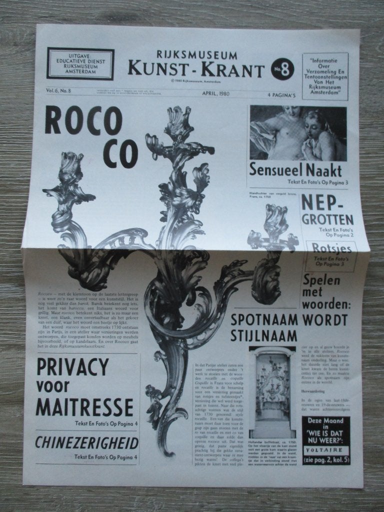 Rijksmuseum kunst-krant nr. 8 april 1980, Ophalen of Verzenden, Gelezen