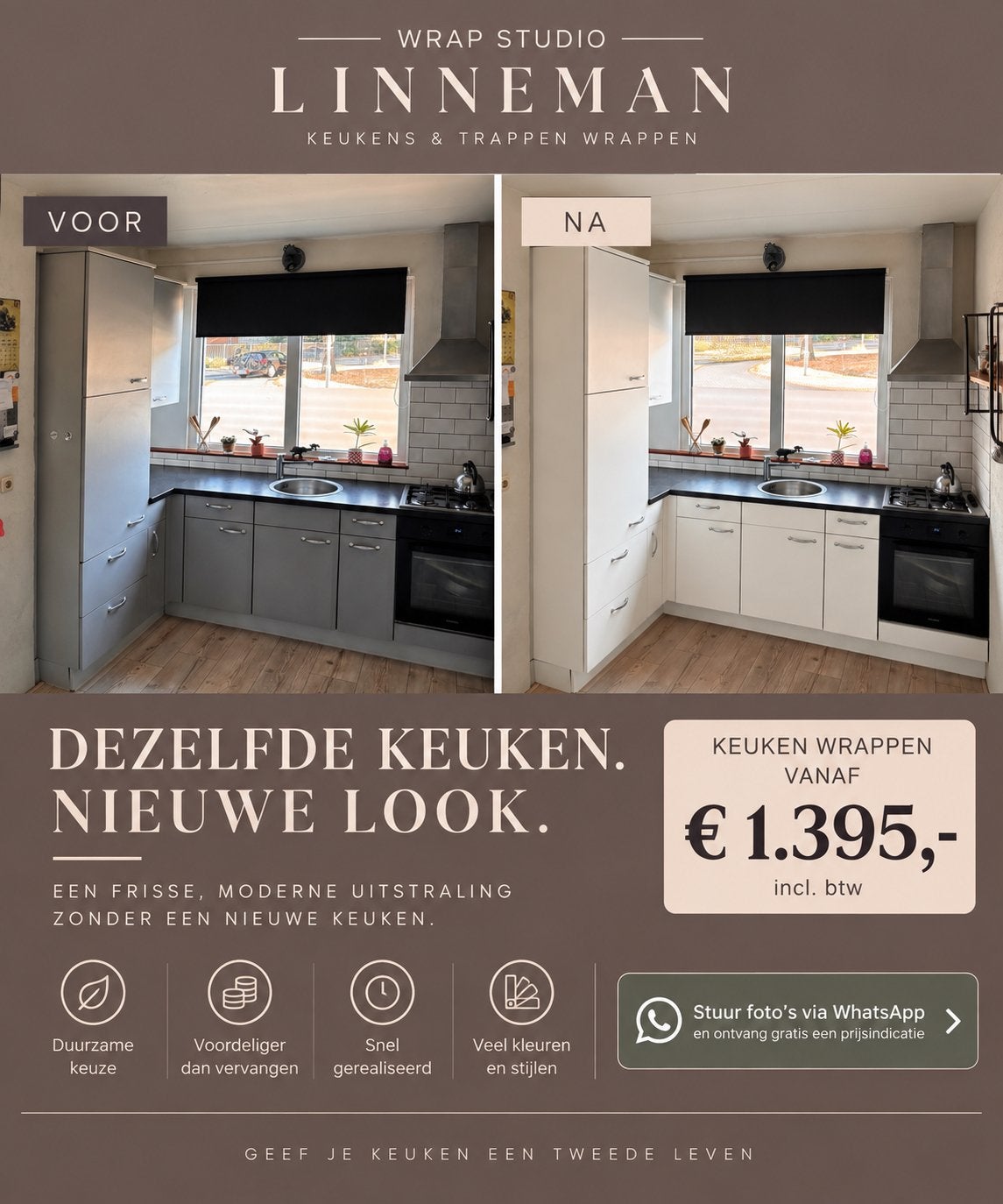 Keuken wrappen: Geef je keuken een nieuwe look!, Huis en Inrichting, Ophalen, Gebruikt, Wit, Hoekkeuken