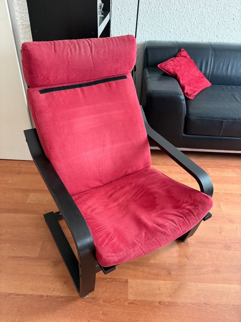 Rode lounge stoel, Ophalen, Gebruikt, Stof, Eén