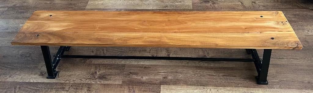 UNIEK Industriële Bank - Gietijzer & Acaciahout, Ophalen, Minder dan 75 cm, 150 tot 200 cm, Nieuw