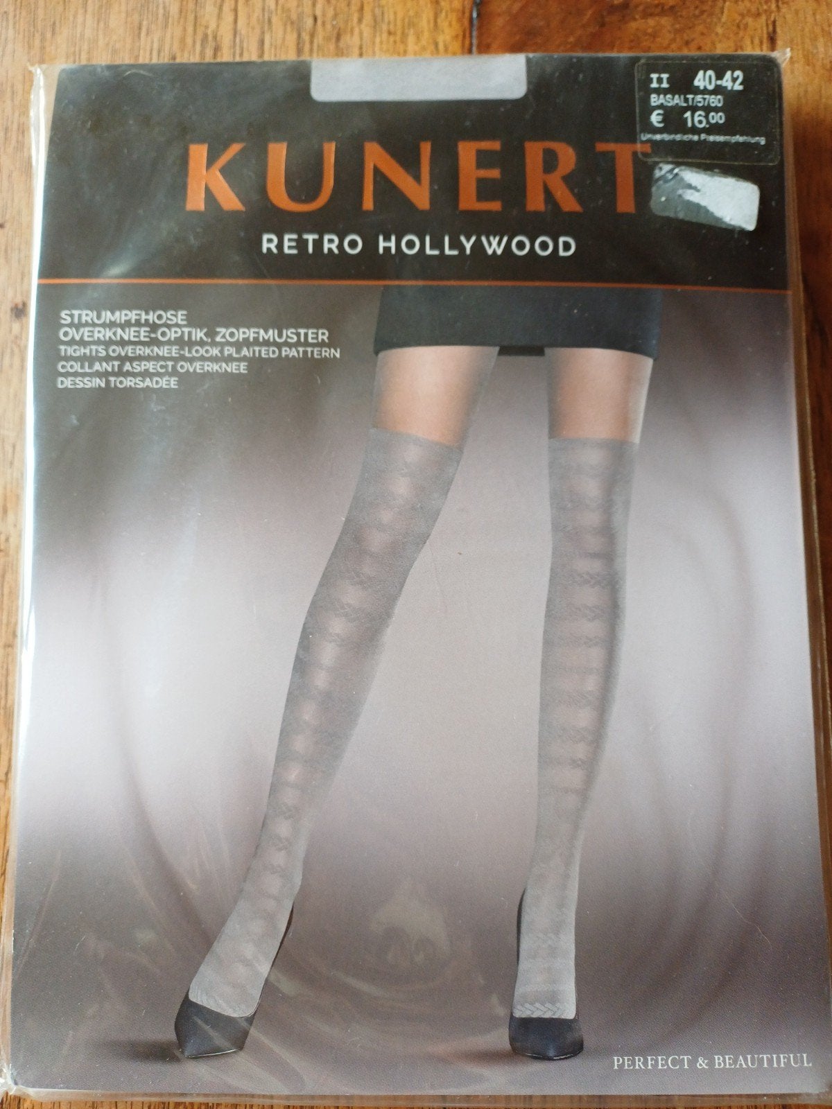 KUNERT Retro Hollywood Strumpfhose Overknee-Optik Zopfmuster, KUNERT, Maat 40/42 (M), Ophalen of Verzenden, Grijs