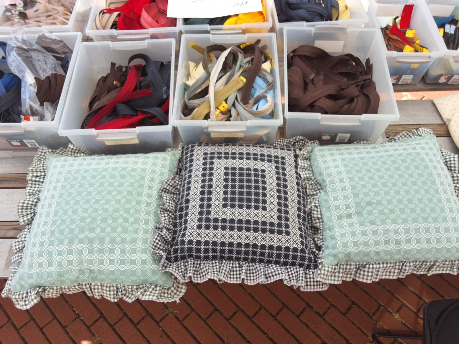 Decoratieve kussens met ruffles en patroon, Overige merken, Meerkleurig, Met print, Vierkant
