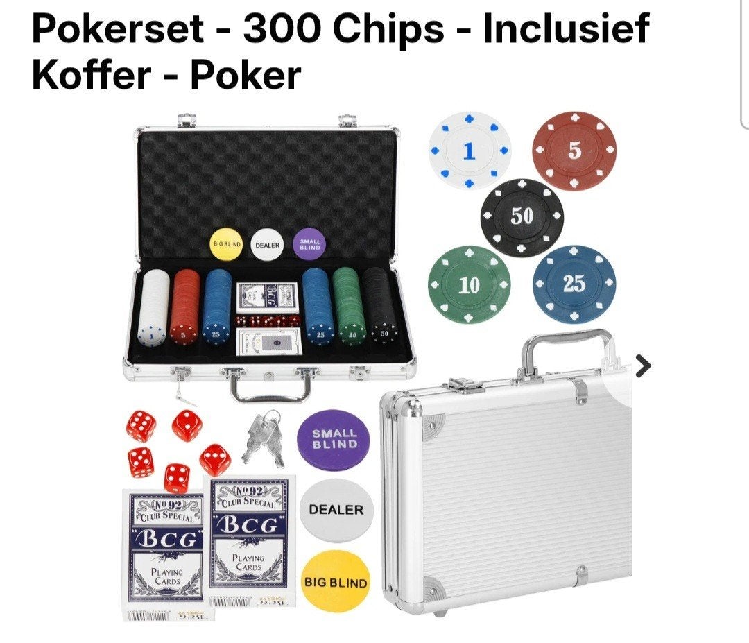 Pokerset met 300 chips en aluminium koffer, Vijf spelers of meer, Ophalen of Verzenden, Nieuw