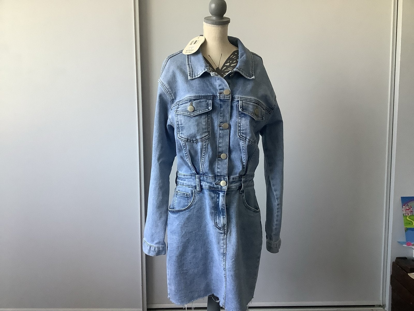 Redial spijkerjurk met lange mouwen - Maat S, Blauw, Nieuw, Ophalen of Verzenden, Maat 36 (S)