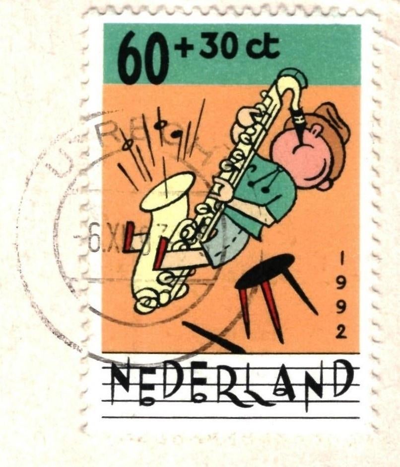 988046 Utrecht 80+ _Gelopen met mooie zegel Saxofoonspeler, Ophalen of Verzenden, 1980 tot heden, Gelopen, Utrecht