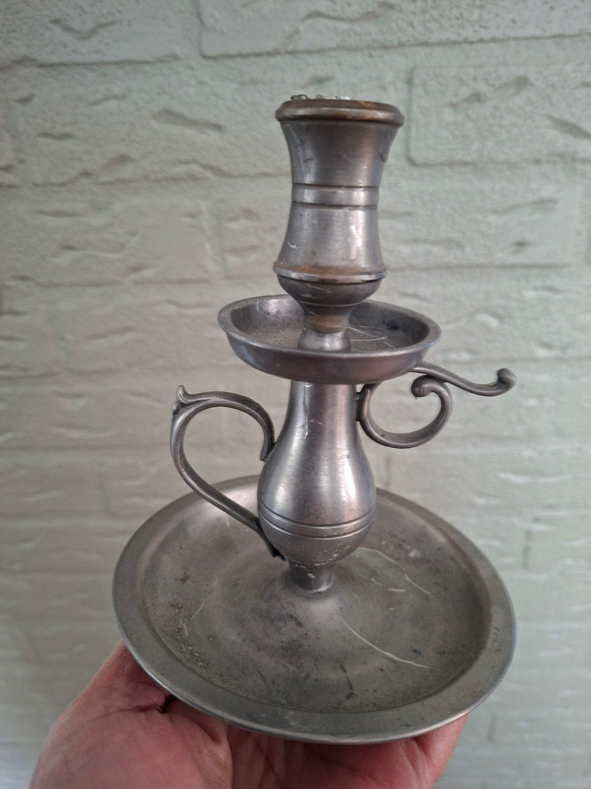 Tinnen kandelaar, Antiek en Kunst, Antiek | Tin, Ophalen of Verzenden