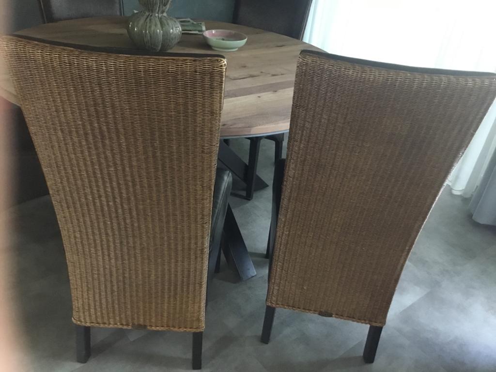 Nog  in zeer goede staat eetkamerstoelen 6 stuks, Huis en Inrichting, Stoelen, Kunststof, Gebruikt, Bruin, Ophalen of Verzenden