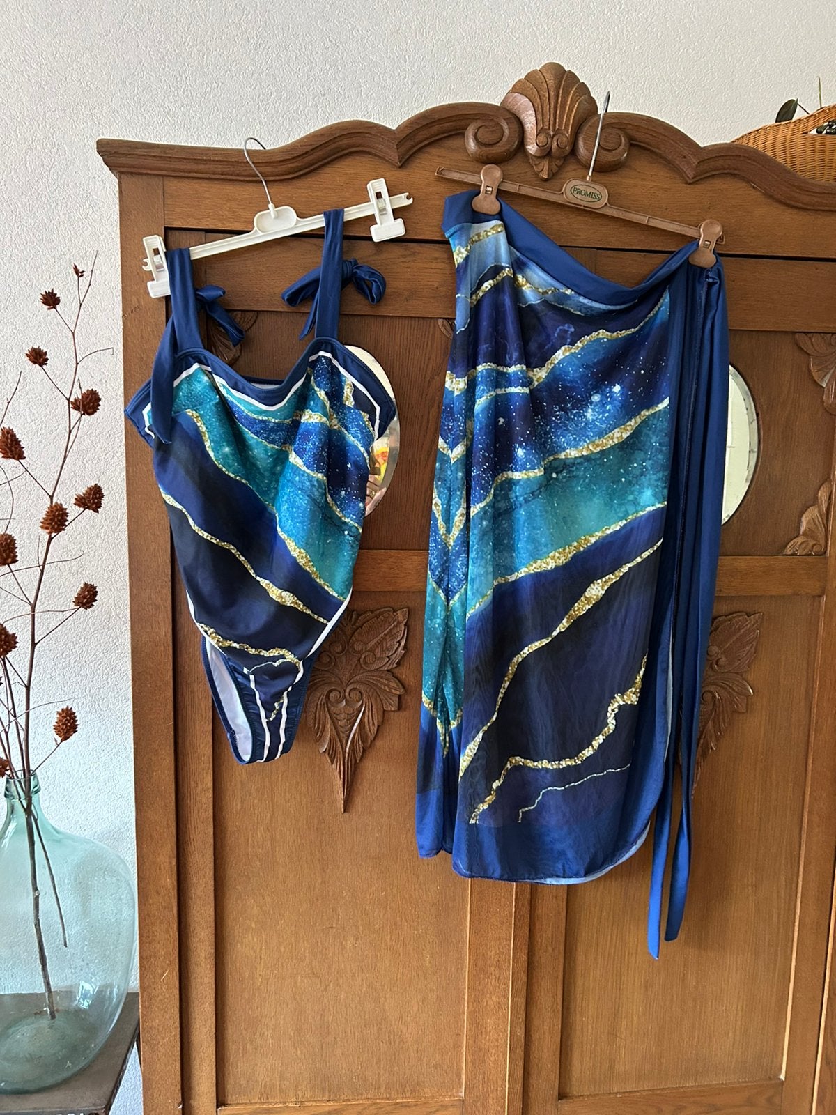 Badpak met bijpassende pareo XL, Ophalen of Verzenden, Zo goed als nieuw, Zwart, Badpak