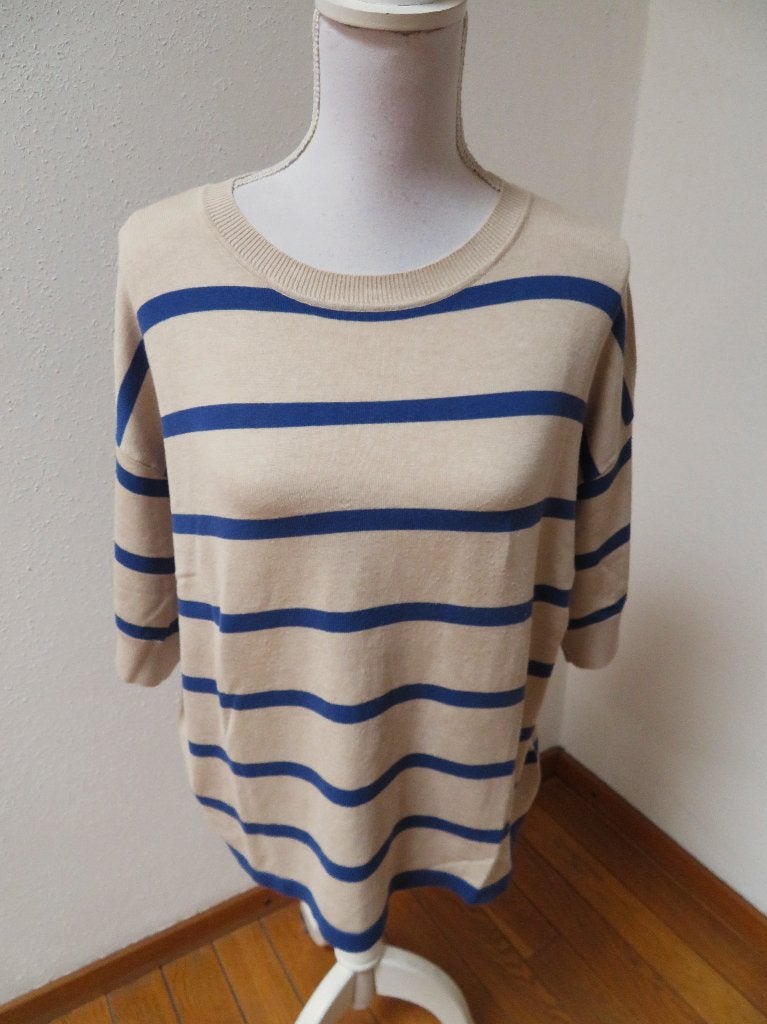 P65 B.YOUNG zomer trui beige blauw L 42/44, Blauw, Maat 42/44 (L), Ophalen of Verzenden, Zo goed als nieuw