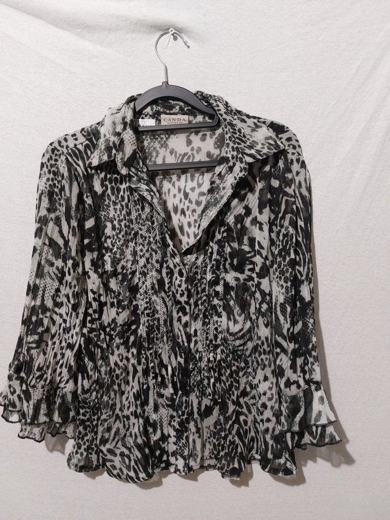 C&A Luipaardprint Blouse - Zwart/Wit, Maat M, Kleding | Dames, Maat 38/40 (M), Zwart, Ophalen of Verzenden, Zo goed als nieuw