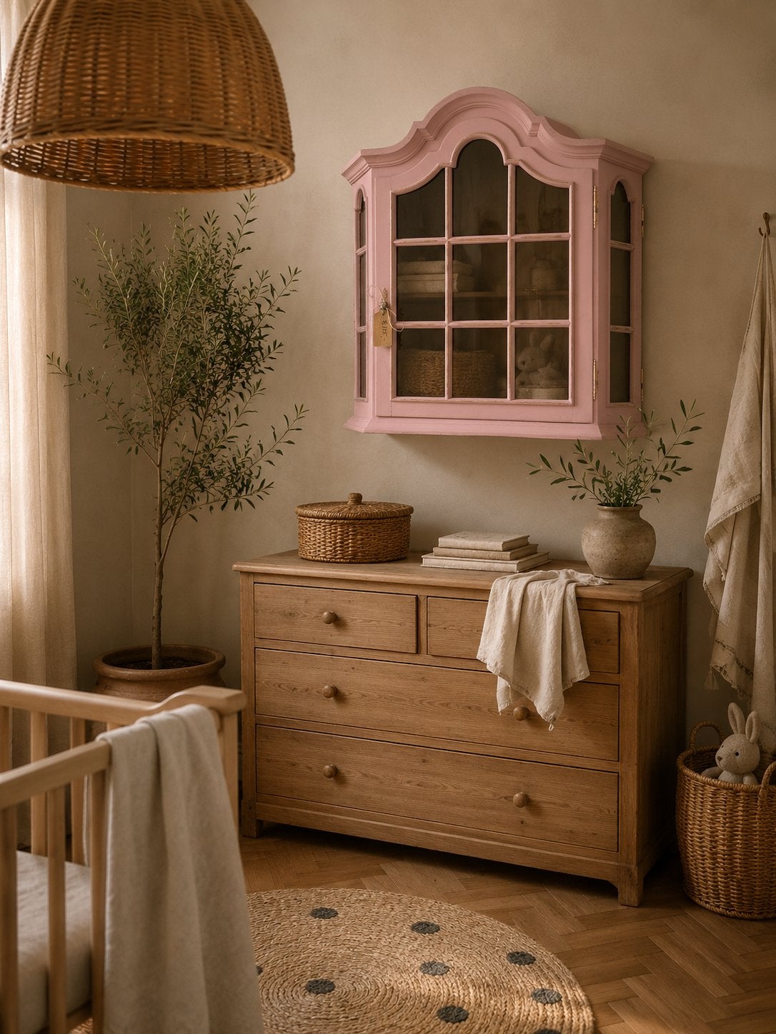 Wandkastje vitrinekast commode babykamer wandplank, Ophalen, Zo goed als nieuw, Nvt, Nvt
