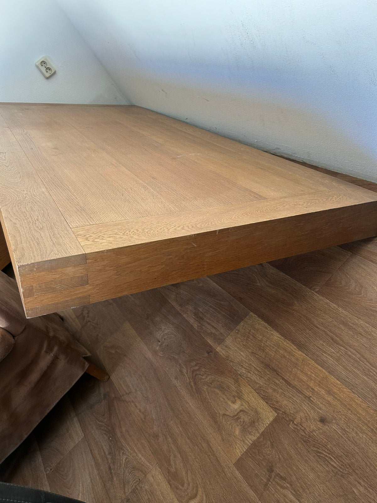 Licht eiken eethoek tafel, Ophalen, Gebruikt, Eikenhout, 200 cm of meer
