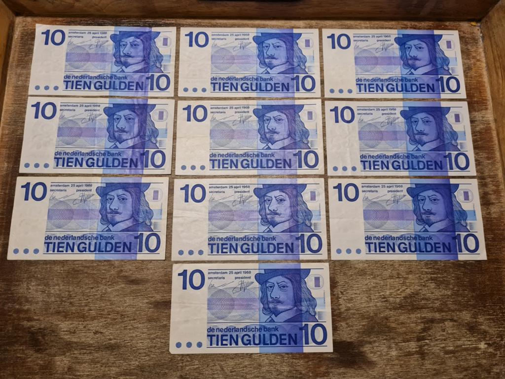 Set 10x 10 gulden gecirculeerd, Ophalen of Verzenden, 10 gulden
