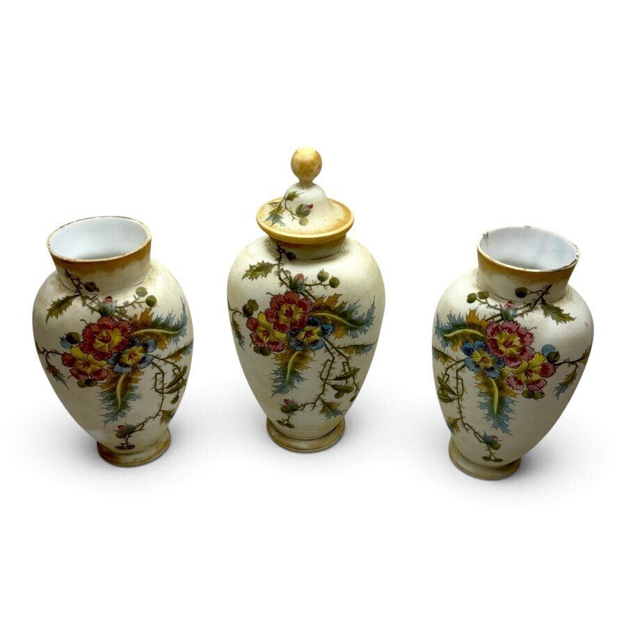 Driedelig 19e eeuws opaline kaststel, Antiek en Kunst, Ophalen of Verzenden