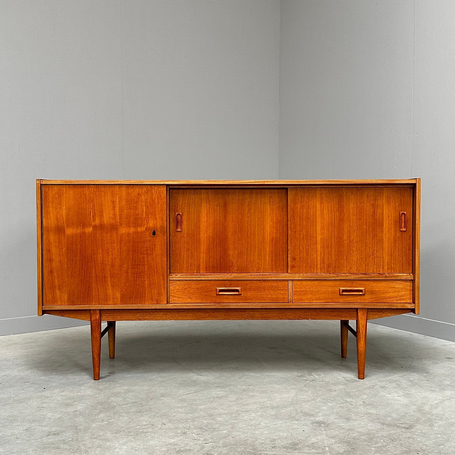 Vintage dressoir sideboard teak jaren 60 deens design 60s 70, Ophalen, Gebruikt, Met deur(en), 150 tot 200 cm