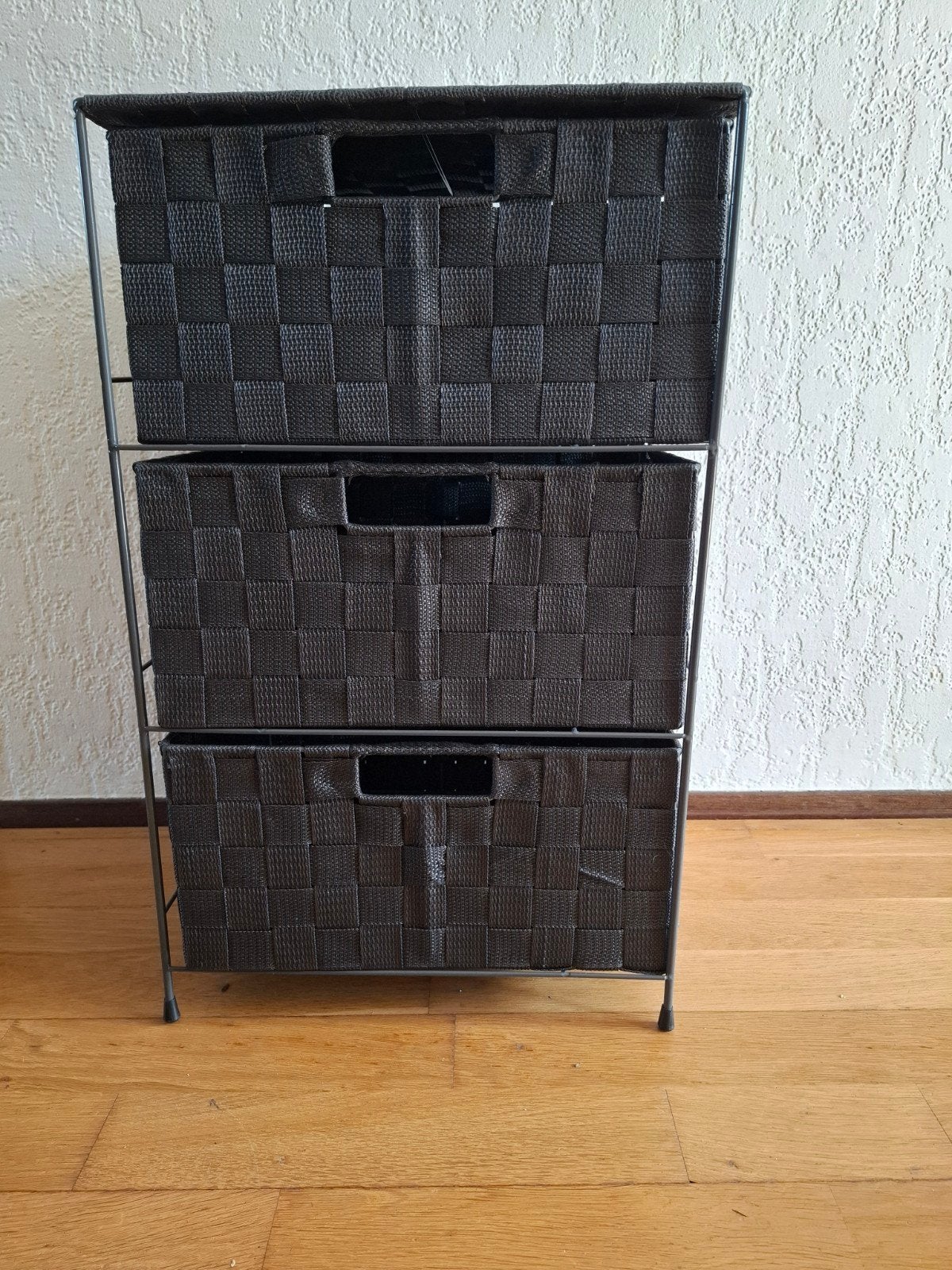 Opbergrek met 3 manden -  gevlochten , antraciet, Huis en Inrichting, Ophalen, Mand, Textiel, Zo goed als nieuw