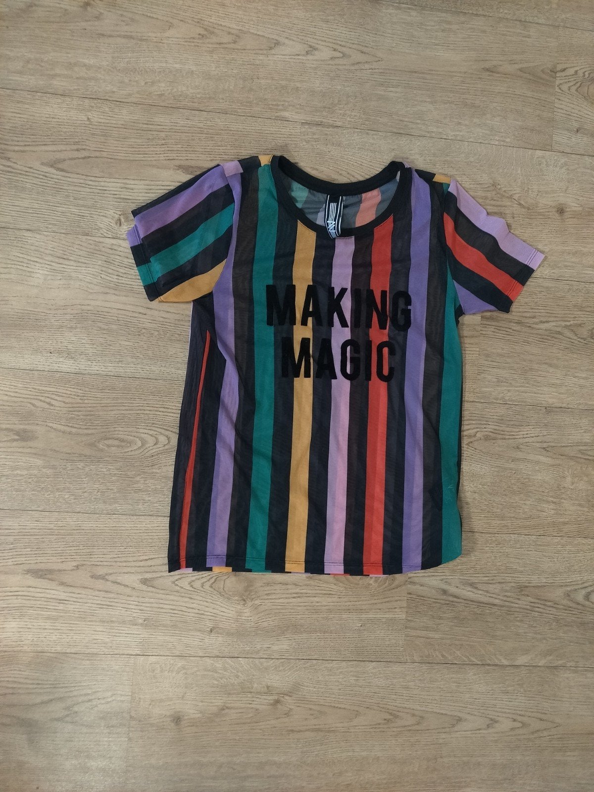 Amy & Ivy gestreept mesh T-shirt "Making Magic", Kleding | Dames, T-shirts, Maat 38/40 (M), Meerkleurig, Ophalen of Verzenden