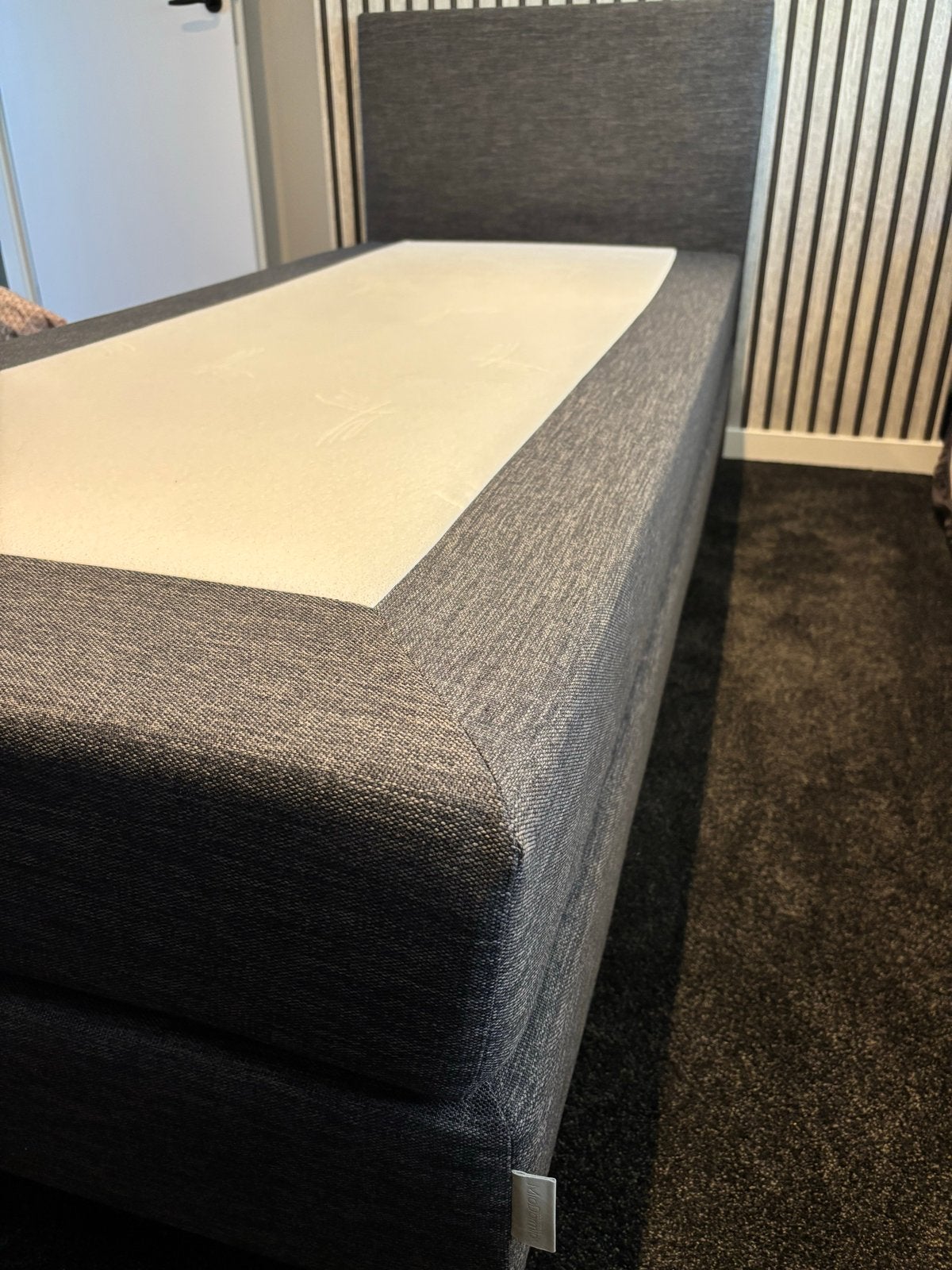 Eenpersoons boxspring 90x210 Antraciet, Ophalen, 90 cm, Eenpersoons, 210 cm