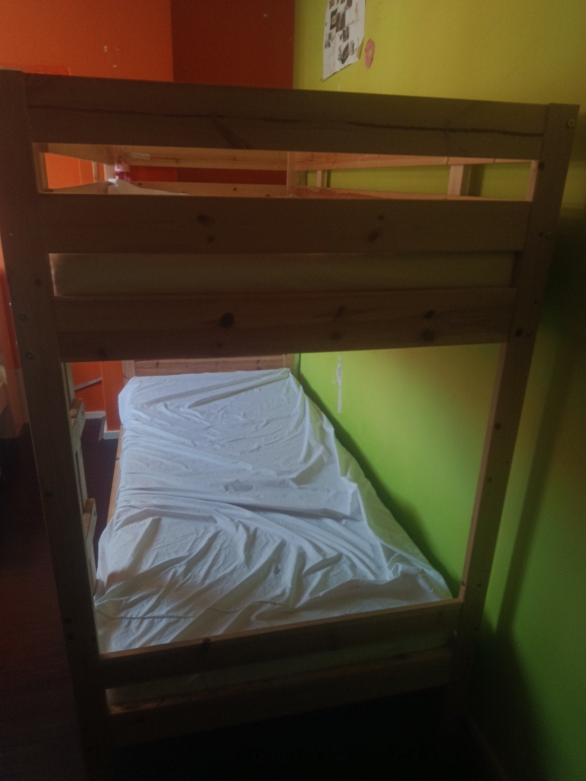 Netjes IKEA MYDAL Stapelbed van Onbehandeld Grenen, Ophalen of Verzenden, Tweepersoons, 90 cm, Stapelbed