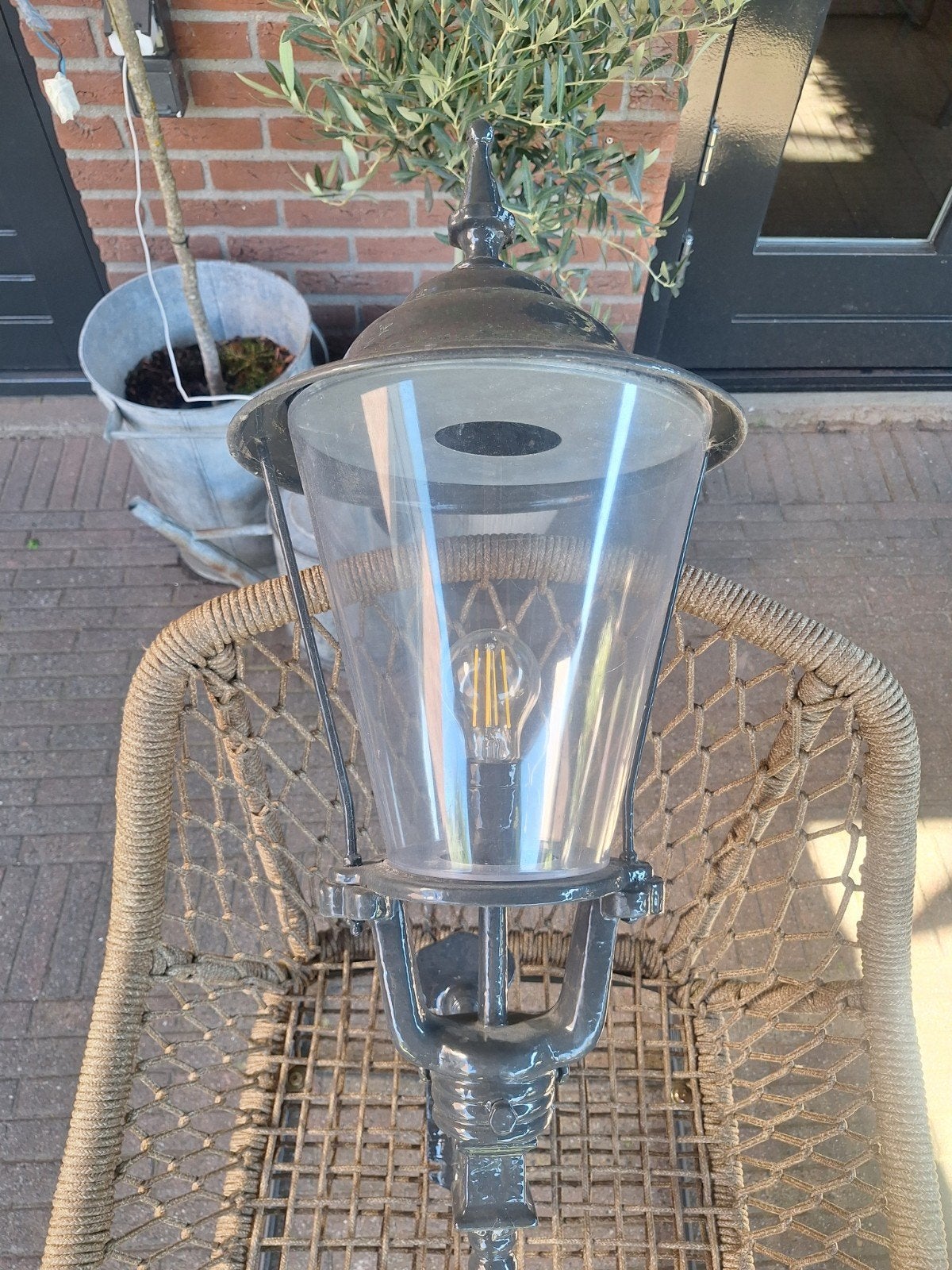 Landelijke buitenlamp RAL 7021, Gebruikt, Minder dan 50 watt, Wandlamp, Ophalen of Verzenden