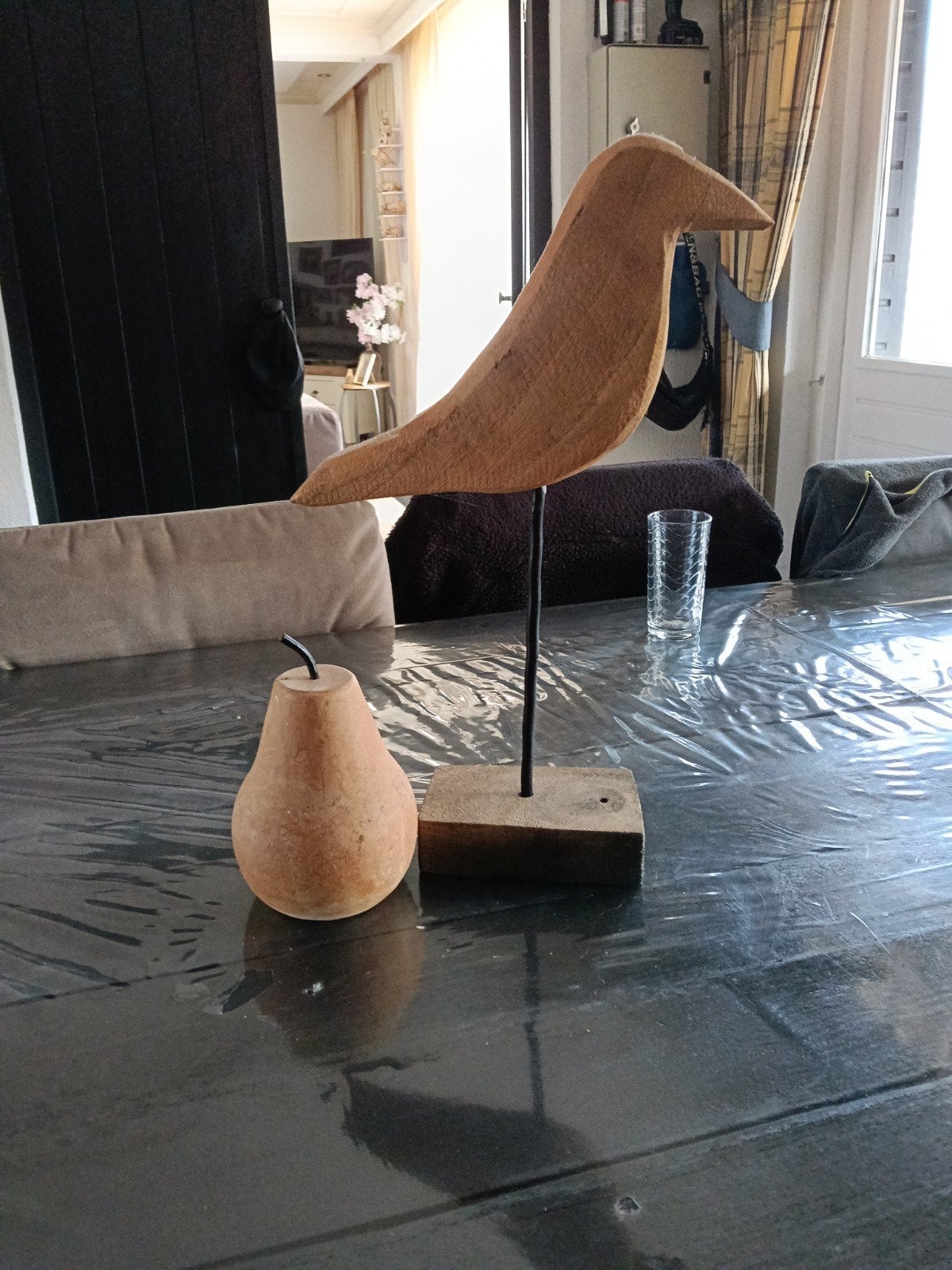 Decoratieve houten vogel op standaard, Ophalen, Hout, Gebruikt, Landelijk