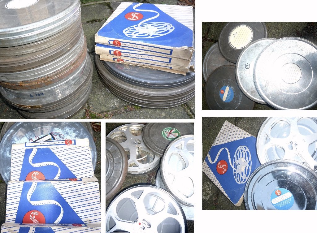 16mm grote partij vintage filmblik+spoel -SIEMENS 1950-60 !, Ophalen of Verzenden, 16mm film